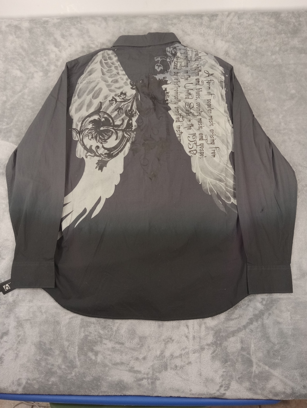APT.9 Men's Gray Botton Donw Shirt with White Wing Graphic Size XL - Picture 7 of 13